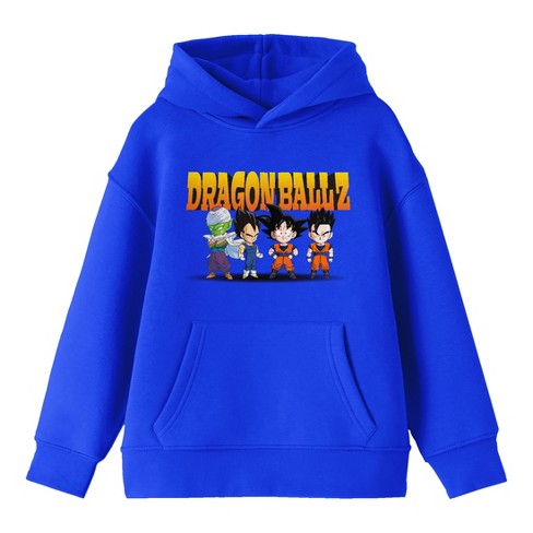 Dragon Ball Z Chibi Fighters Long Sleeve Royal Blue Youth Hooded Sweatshirt XS