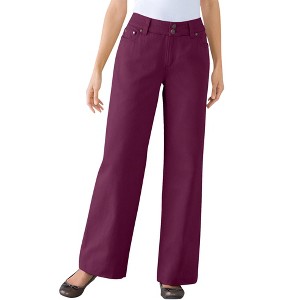 Woman Within Plus Size Perfect Cotton Wide-Leg Denim Jean - 1 of 4