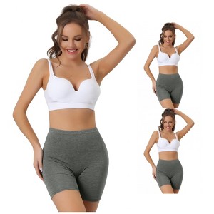 Allegra K Women's Mid-Thigh Full Coverage Soft Stretch Boxer Briefs 3 Packs - 1 of 4