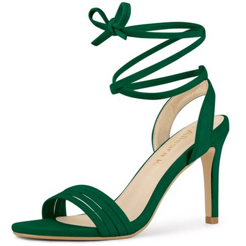 Allegra K Women s Lace Up Suede Heels Stiletto High Heels Sandals Emerald Green 9