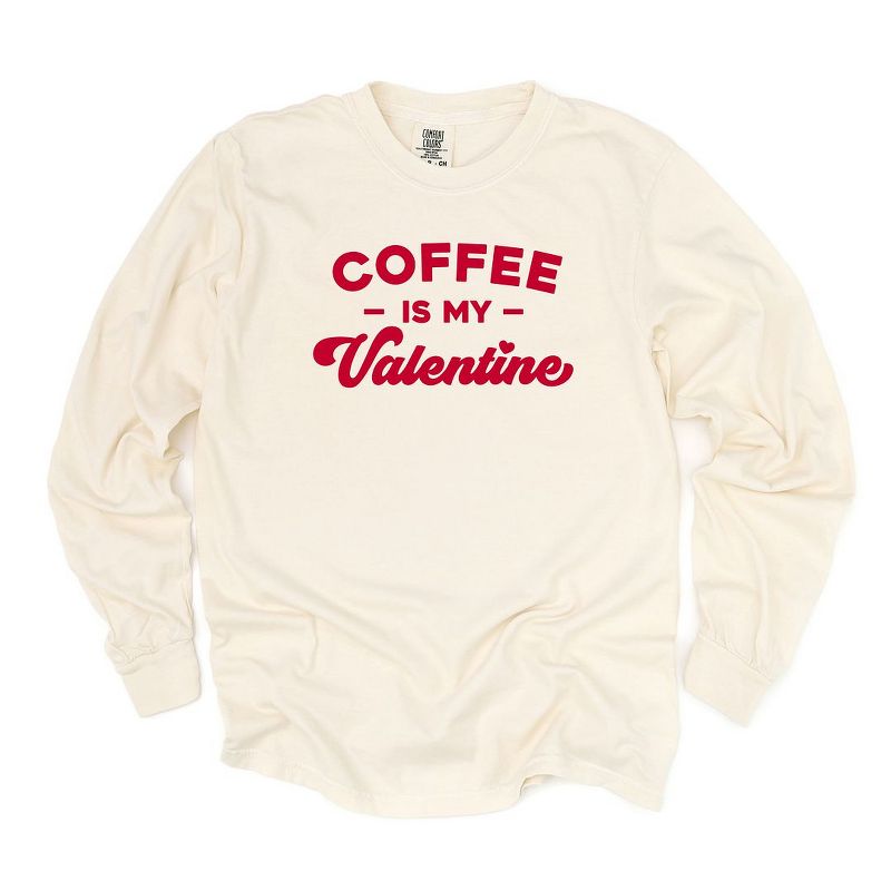 Simply Sage Market Women's Coffee Is My Valentine Long Sleeve Garment Dyed Tee, 1 of 3