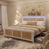 RONSHIN Rattan Queen Bed with 7-Color LED Headboard & 4 Drawers, Boho Platform Bed with Strong Metal Slats, Noise Free, No Box Spring, Easy Assembly - 3 of 4