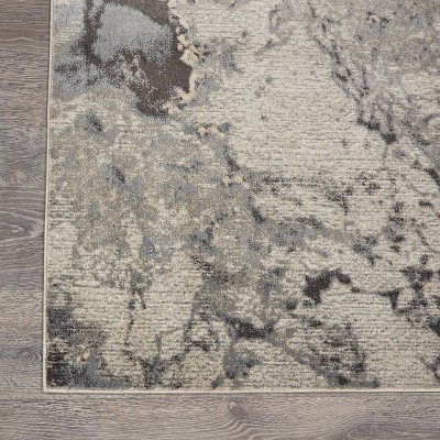 Gray and Beige Abstract Synthetic Rectangular Area Rug 3' x 5'