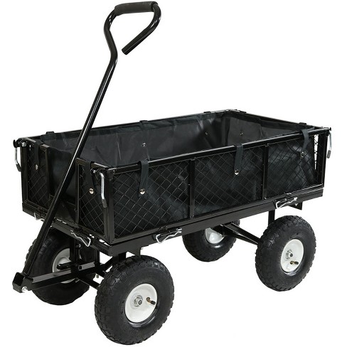 Sunnydaze Outdoor Lawn and Garden Heavy-Duty Steel Utility Cart with Removable Sides and Weather-Resistant Polyester Liner - image 1 of 4