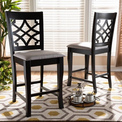 Set Of 2 Nisa Upholstered Wood Counter Height Barstools - Baxton Studio : Target