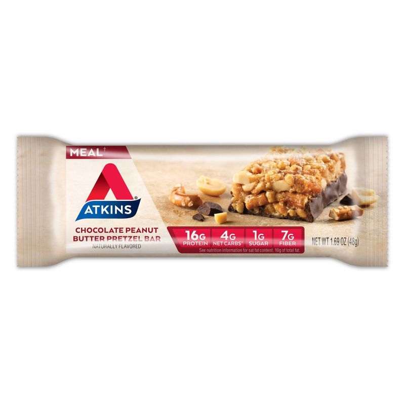 Atkins Chocolate Peanut Butter Pretzel Protein Meal Bar - 5ct/8.47oz, 3 of 8