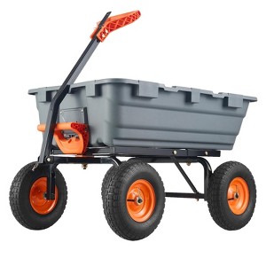 Garden Dump Cart On Wheels, 800 LB Capacity, Yard Wagon with 10 In All Terrain Tires & 180° Adjustable Handle - 1 of 4