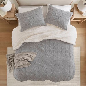 Okak All Size 3-Piece Thickened Knit Chenille Bed Comforter Set with Pillow Shams,Comfortable Lambswool Quilt Bedding Sets,Machine Washable - 1 of 4