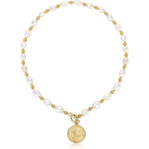 Y2K Baroque Pearl Choker | 18K Gold Plated Coin Charm Vintage Unisex Gift - 1 of 4