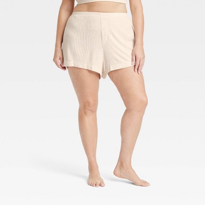 Women's Cozy Ribbed Shorts - Auden™ Oatmeal 3X