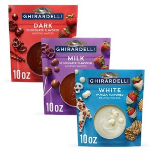 Ghirardelli Melting Wafers 10oz Dark Chocolate + 10oz White Vanilla Chocolate + 10oz Milk Chocolate - 1 of 4
