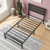 Twin Size Platform Bed Frame with Rustic Vintage Wood Headboard, No Box Spring Needed Black - 3 of 4