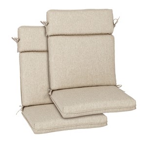 Aoodor Outdoor High Back Dining Chair Cushion Set, Water Proof & Stain Resistant, Polyester Fabric Cover with Ties and Zipper, Set of 2 - 1 of 4