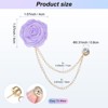 Unique Bargains Silk Alloy Handmade Rose Flower Brooch Pin with Gold Badge Tassel Chain for Men Suit 1 Pc - 3 of 4