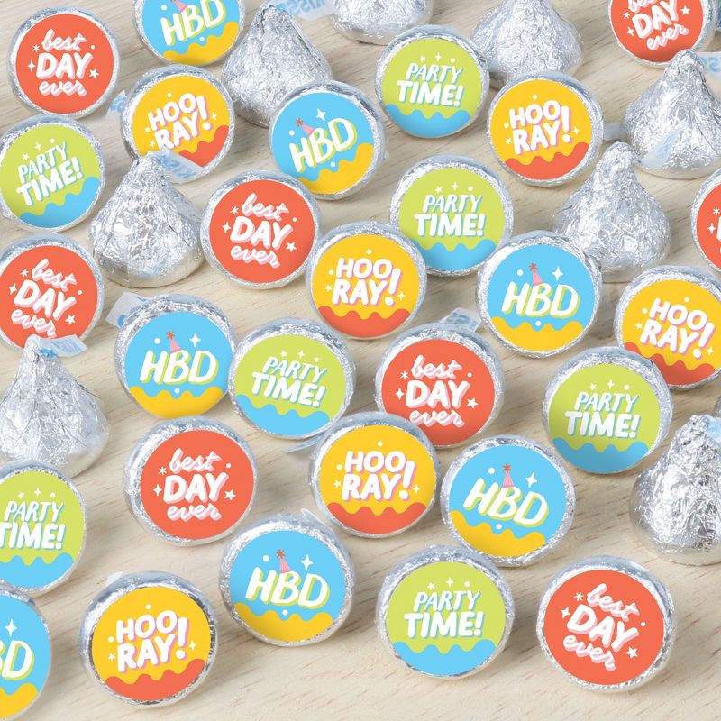 Big Dot of Happiness Party Time - Happy Birthday Party Small Round Candy Stickers - Party Favor Labels - 324 Count, 1 of 7