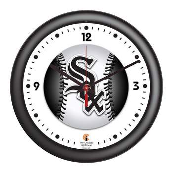 14" Chicago Sox Decorative Wall Clock Black/White - The Chicago Lighthouse