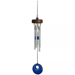 Woodstock Chimes Signature Collection, Mini Stone Chime, 10'' Blue Silver Wind Chime MSCB