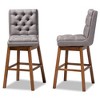 2pc Set Gregory Fabric Upholstered Wood Swivel Barstool with Backs - Baxton Studio - 3 of 4