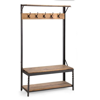 Plow Hearth Deep Creek Rustic Coat Rack with Storage Shelves Made from Reclaimed Wood