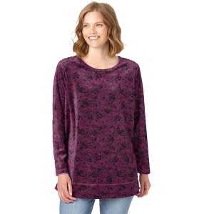 Woman Within Plus Size Plush Velour Tunic Sweatshirt - 1 of 4