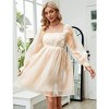 Womens Long Puff Sleeve Square Neck Long Puffy Dress Babydoll Mesh Midi Dress - 2 of 4