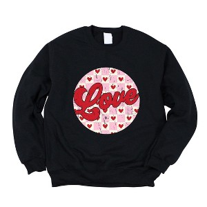 Simply Sage Market Women's Graphic Sweatshirt Retro Love Checkered Circle - 1 of 4