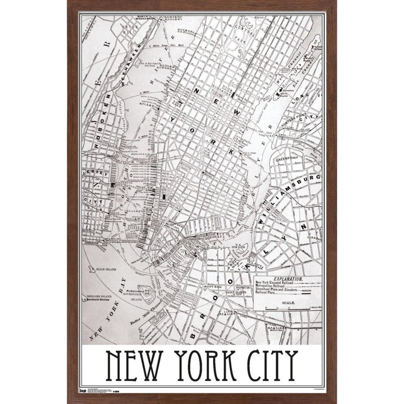 Trends International New York Map Framed Wall Poster Prints, 1 of 7