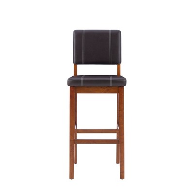 Milano Chestnut Hardwood 46'' Barstool with Dark Brown Faux Leather Seat