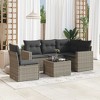 vidaXL 6 Piece Patio Sofa Set with Cushions Gray Poly Rattan - With Table - 2 of 4