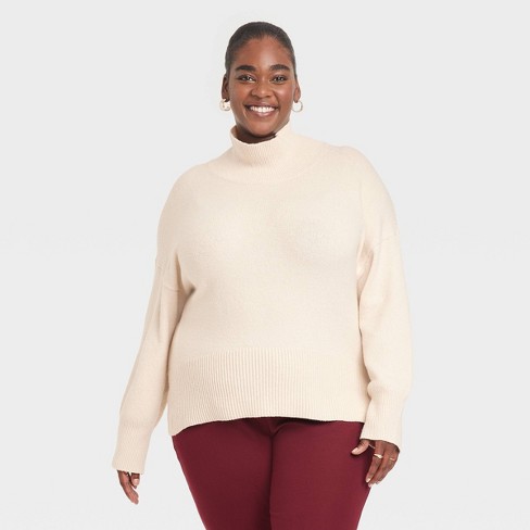 Cream turtleneck sweater on sale women's