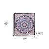 HomeRoots 92" X 84" Purple Black And White Mandala Cotton Hanging Tapestry - 3 of 4
