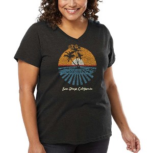 LA Pop Art Women's Word Art V-Neck - Cities In San Diego - 1 of 4