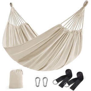 SONGMICS Double Hammock, 98.4 x 59.1 Inches, 660 lb Load Capacity, with Compression Bag, Mounting Straps, Carabiners - 1 of 4