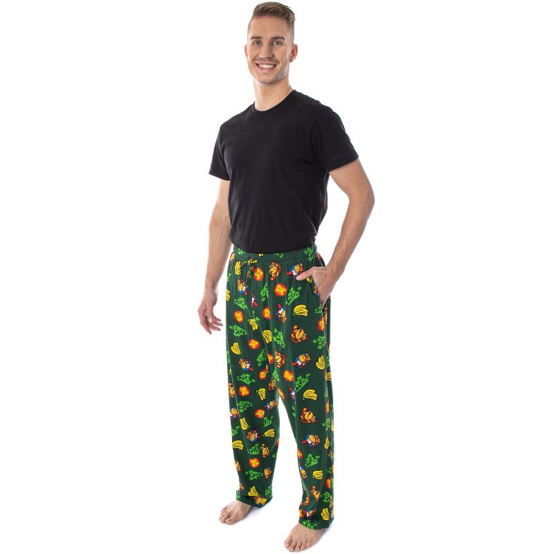 Nintendo Adult Donkey Kong and Diddy Kong Tropical Soft Cotton Pajama Pants, 2 of 6