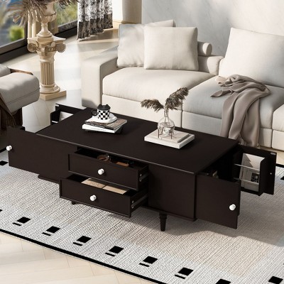 NicBex Modern Rectangle Coffee Table with 4 Drawers & Two-Side Hidden Storage,Multi-Functional Tea Table Center Table for Living Room,Studio