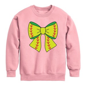 Boys' - Instant Message - Softball Bow -Youth Crew Fleece Sweatshirt Graphic Long Sleeve Fleece Sweatshirt - 1 of 4