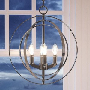 Urban Ambiance Luxury Luxe Industrial Chandelier,  18-3/8"H x 16"W,  Polished Nickel Finish, UHP2322 - 1 of 4