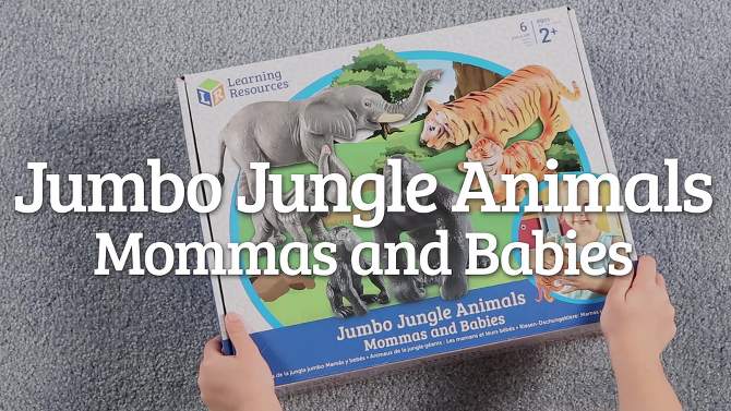 Learning Resources Jumbo Jungle Animals: Mommas and Babies, Momma and Baby Elephant, Momma and Baby Gorilla, and Momma and Baby Tiger, 6 Animals, 2 of 8, play video
