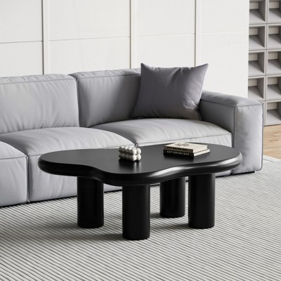 KIGFTSOD Cloud Coffee Table, Cute Cream Coffee Table with 4 Solid Legs, Modern Carton Center Table for Living Room, Home Office