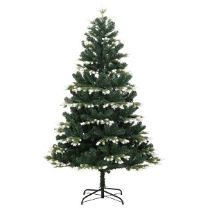 vidaXL Artificial Hinged Christmas Tree Green and white PVC, PE, Metal - 1 of 4