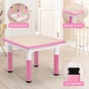 Kids Table and Chairs Set, Toddler Height Adjustable Desk with Graffiti Desktop, 4 Seats - 3 of 4