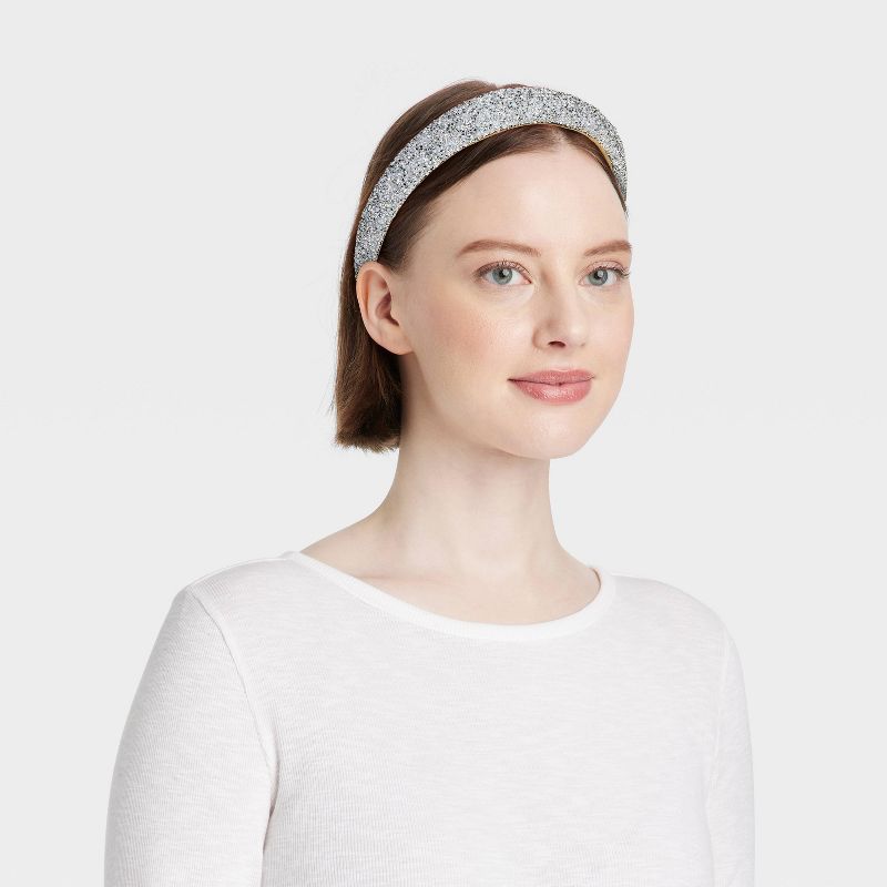 Pearl and Stone White Padded Headband - Silver, 2 of 4