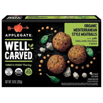 Applegate Well Carved Organic Mediterranean Style Turkey & Vegetable Meatballs - Frozen - 10oz