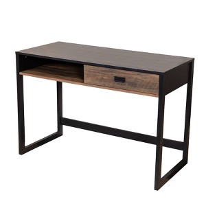 Oslo Contemporary Studio Workstation Desk with Drawer - Danya B.: Iron Frame, Rustic Industrial Style - 1 of 4