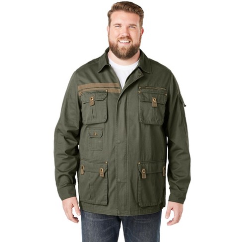 Boulder Creek By Kingsize Men's Big & Tall 9 Pocket Twill Utility Jacket -  8xl, Green : Target