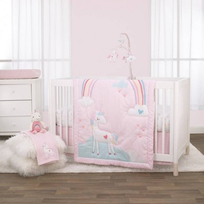 Little Love By Nojo Rainbow Unicorn Crib Bedding Set - 3pc