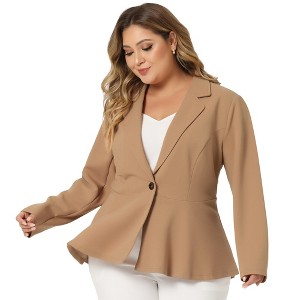 Agnes Orinda Women's Plus Size High-Low Peplum Button Work Elegant Blazers - 1 of 4