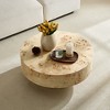 31.49" MDF with Burl Wood Veneer Round Mid Century Modern Coffee Table with Sturdy Pedestal and Multi-Functional Use - 3 of 4