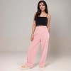 Anna-Kaci Lounge Women's Vertical Red Stripe Wide Leg Pants with High Rise Waistband and Full-Length Flowing Silhouette - 2 of 4