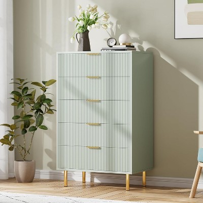 5 Drawer Dresser for Bedroom, 48” Tall Dresser Chest of Drawers, Modern Wood Storage Dresser Organizer